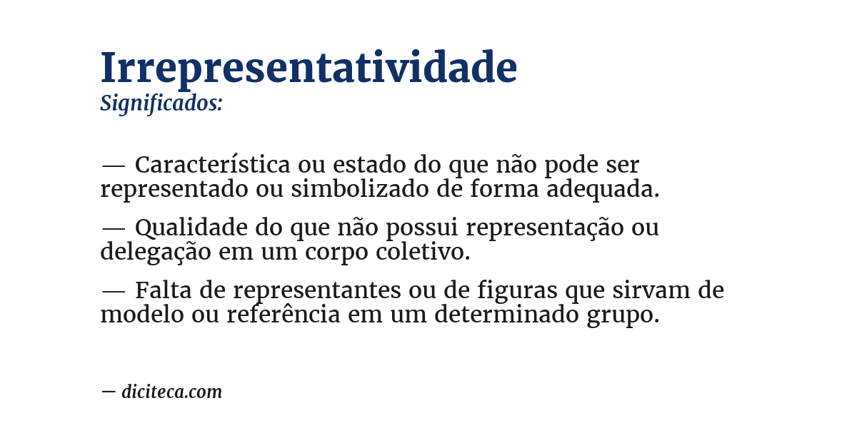 Significado de irrepresentatividade