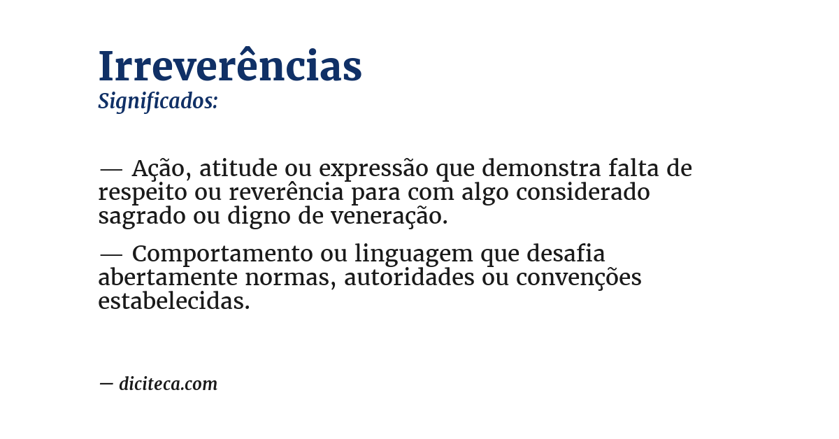 Significado de irreverências