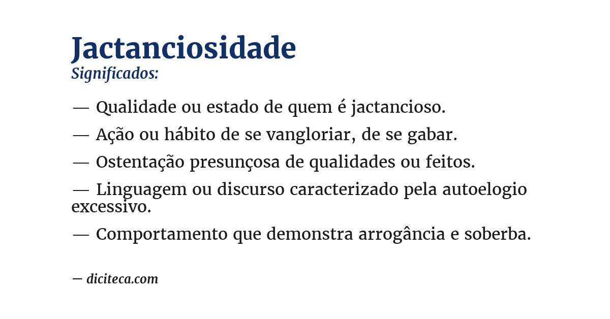 Significado de jactanciosidade