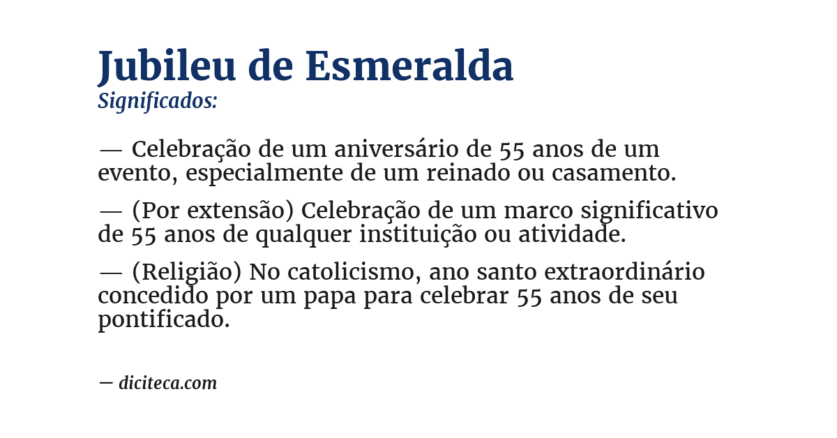 Significado de jubileu de esmeralda