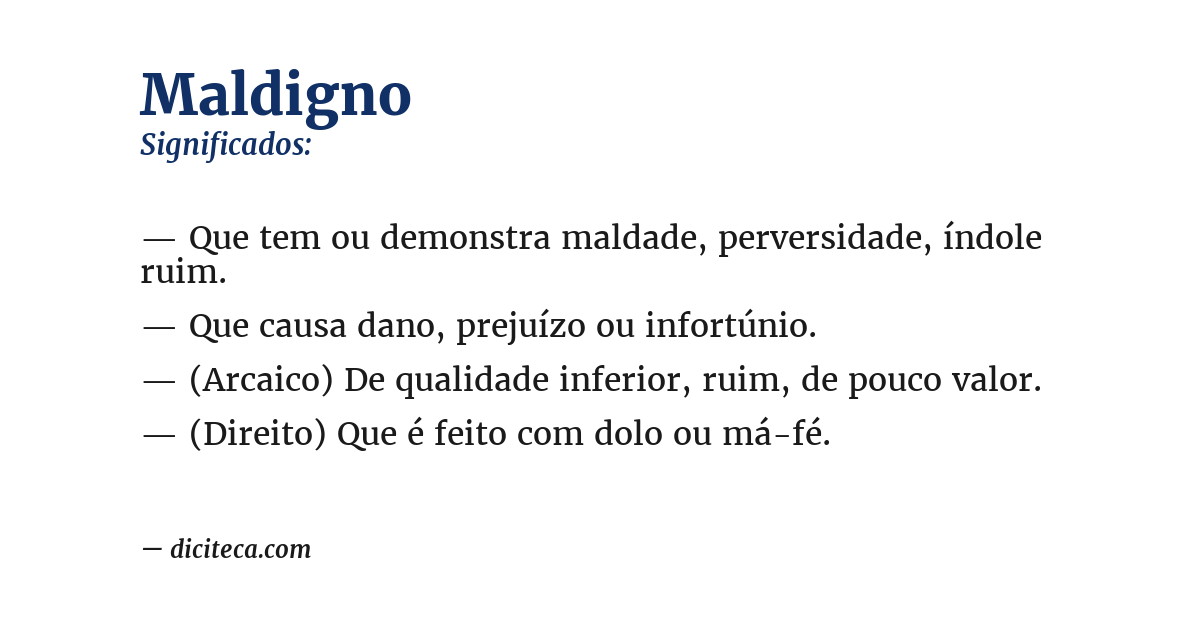 Significado de maldigno