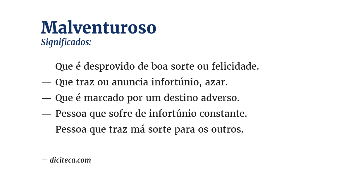 Significado de malventuroso