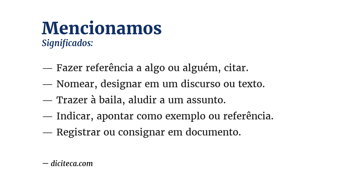 Significado de mencionamos