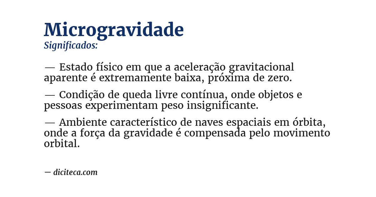 Significado de microgravidade