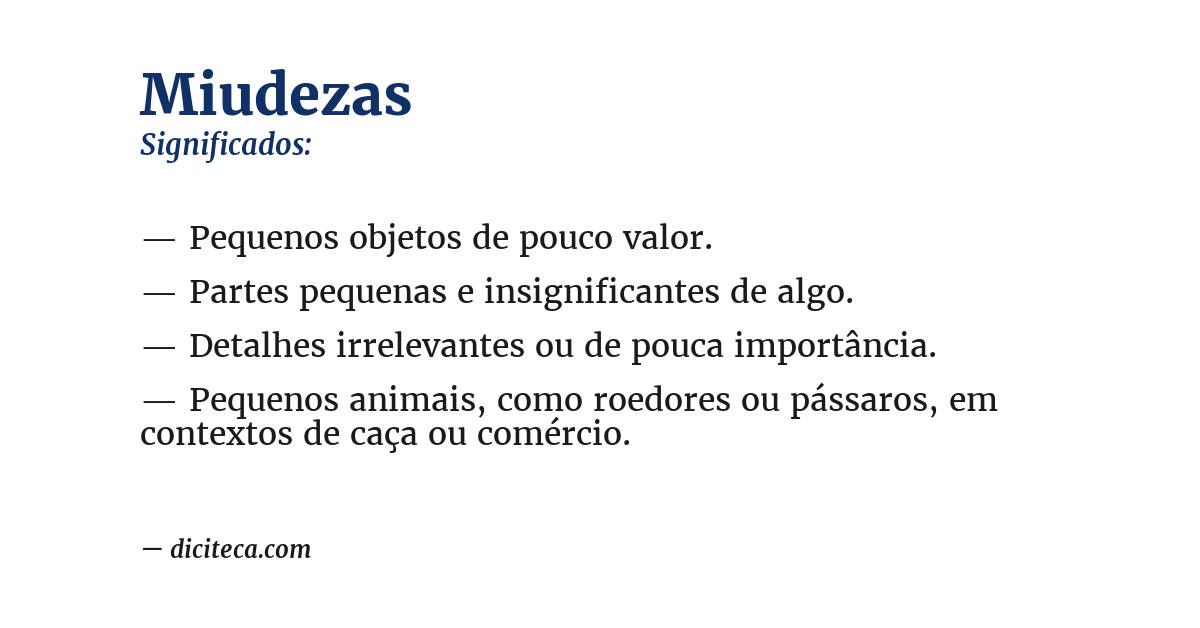 Significado de miudezas