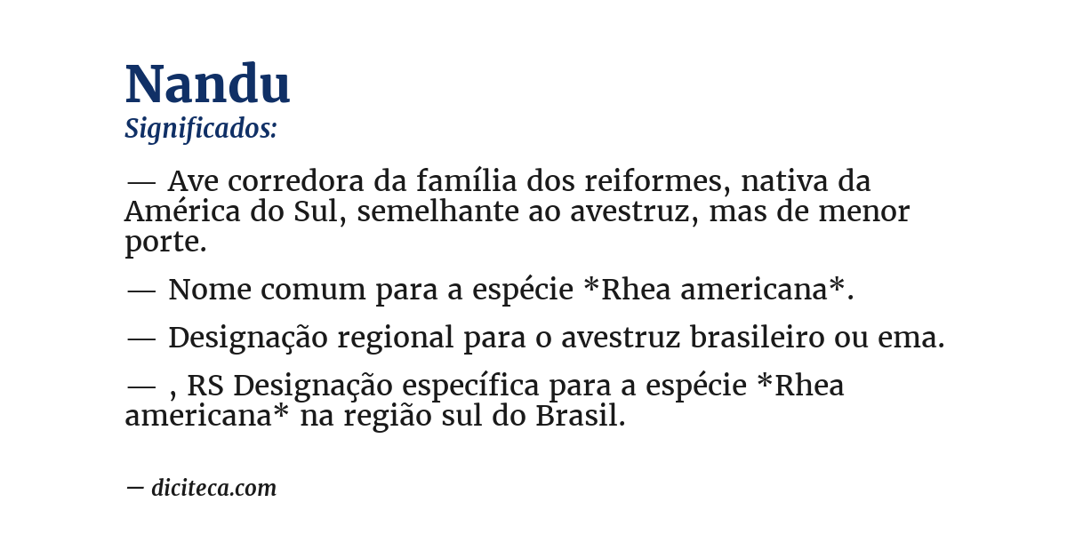 Significado de nandu