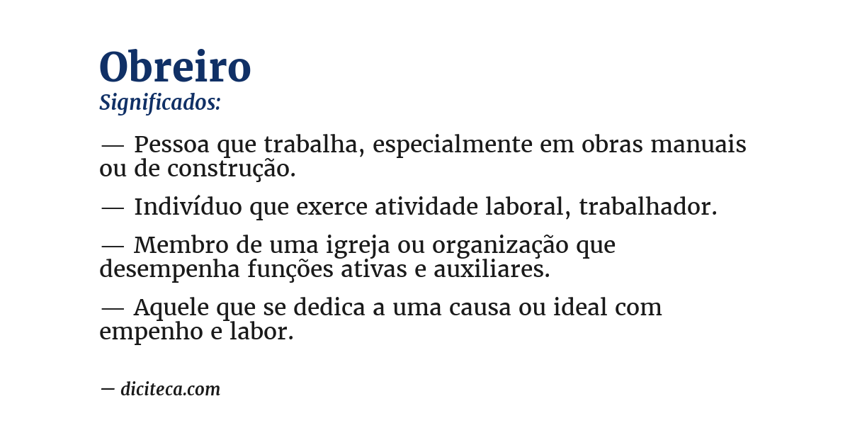 Significado de obreiro