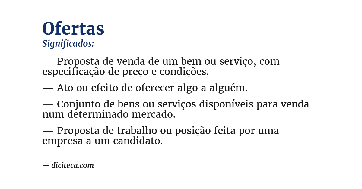 Significado de ofertas