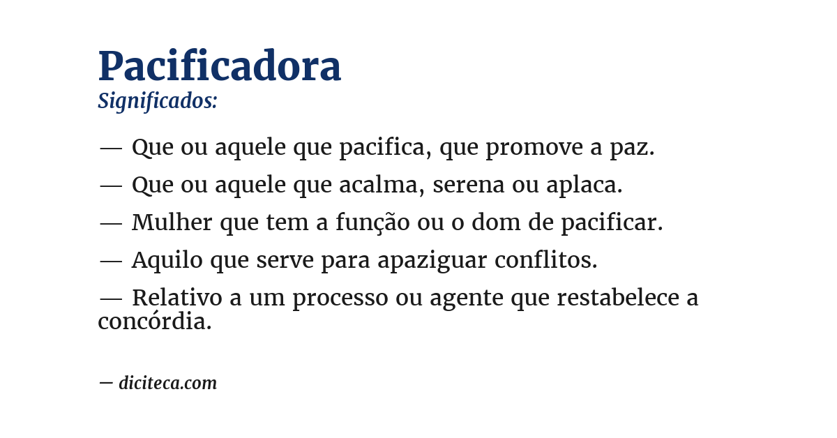 Significado de pacificadora