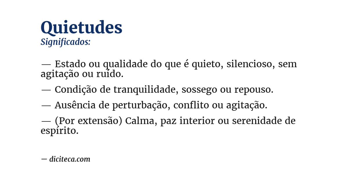 Significado de quietudes