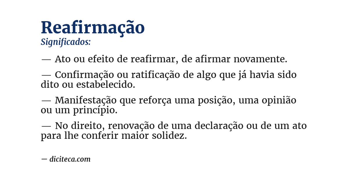 Significado de reafirmação