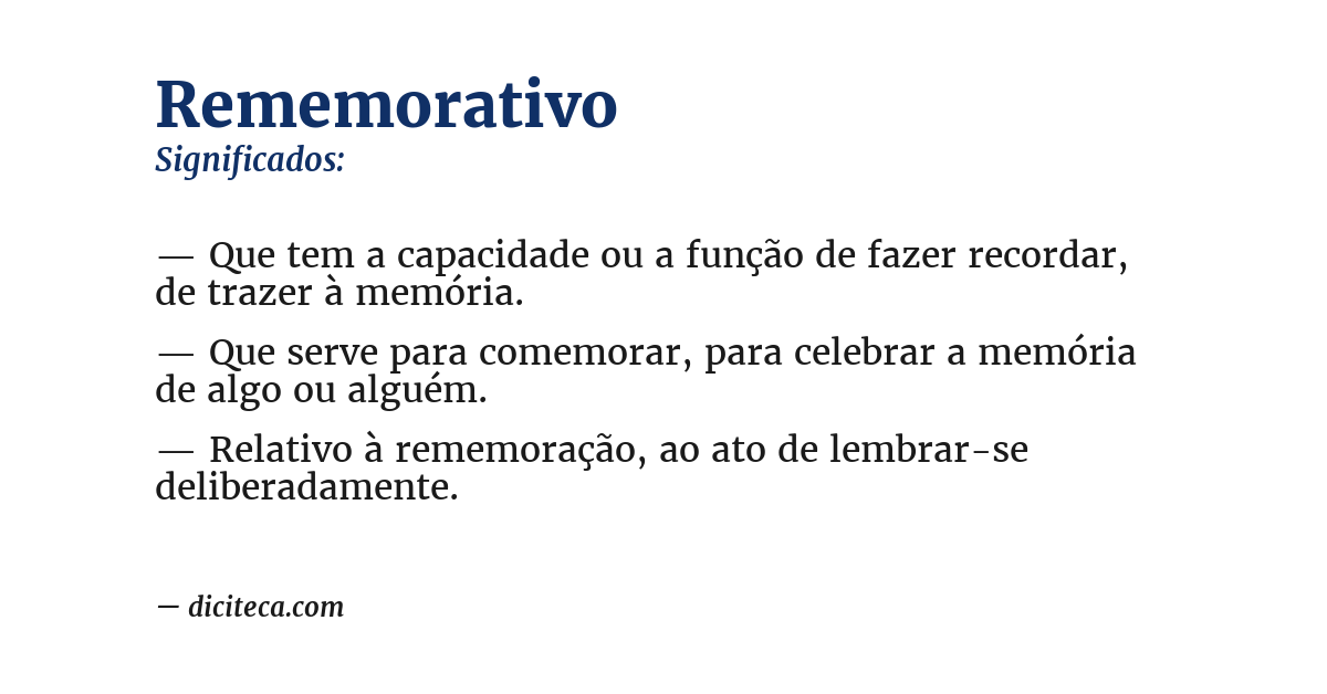 Significado de rememorativo