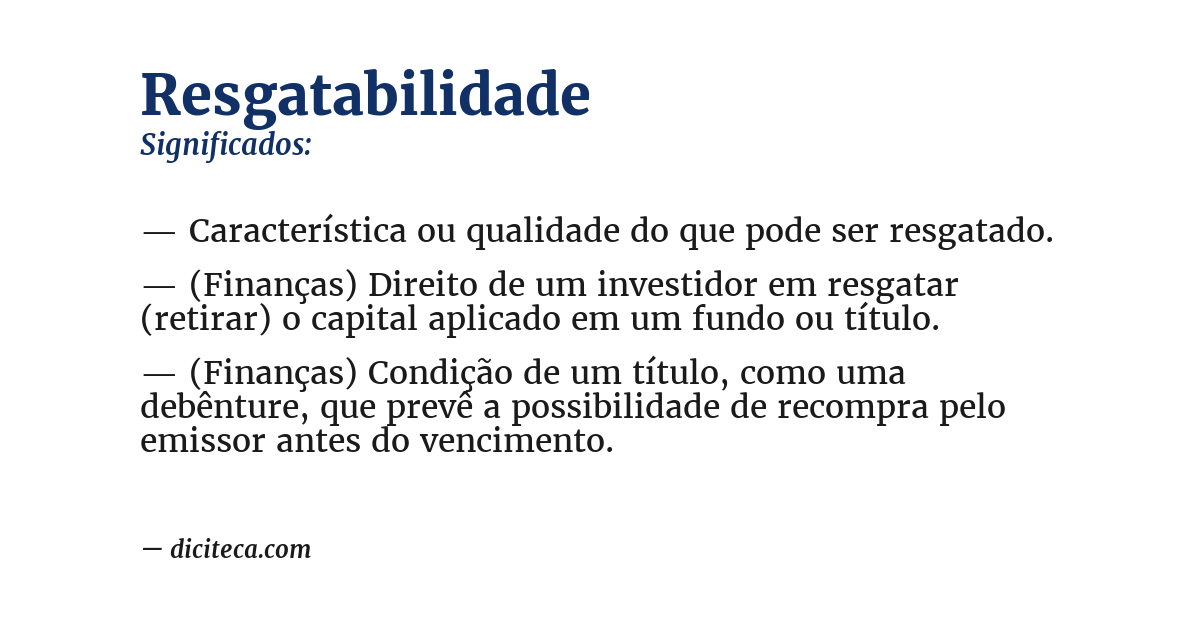 Significado de resgatabilidade