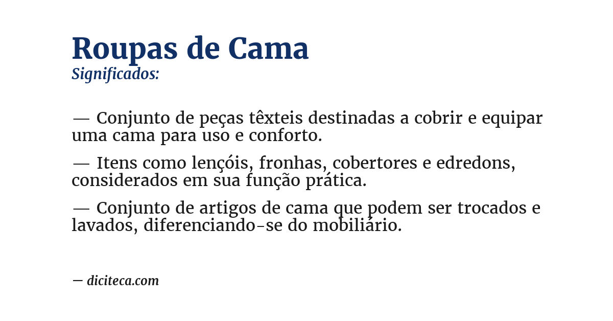 Significado de roupas de cama
