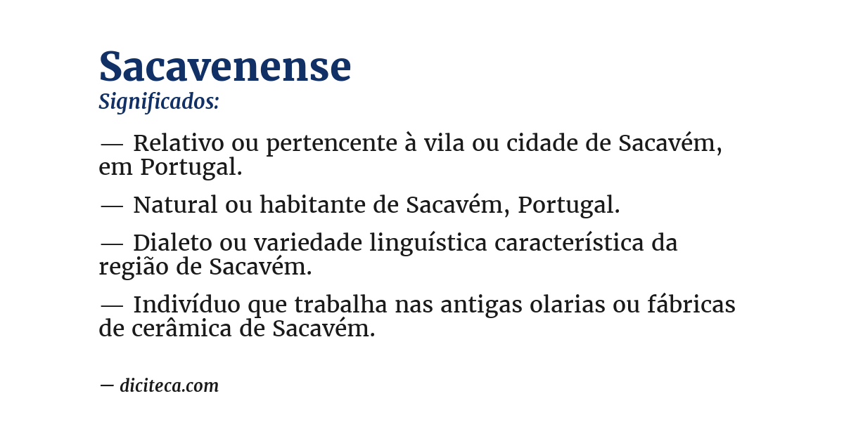 Significado de sacavenense