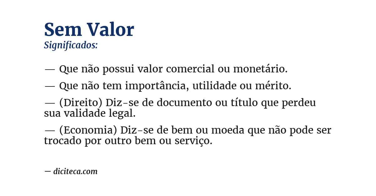 Significado de sem valor