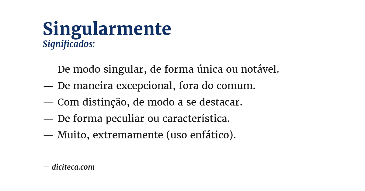 Significado de singularmente