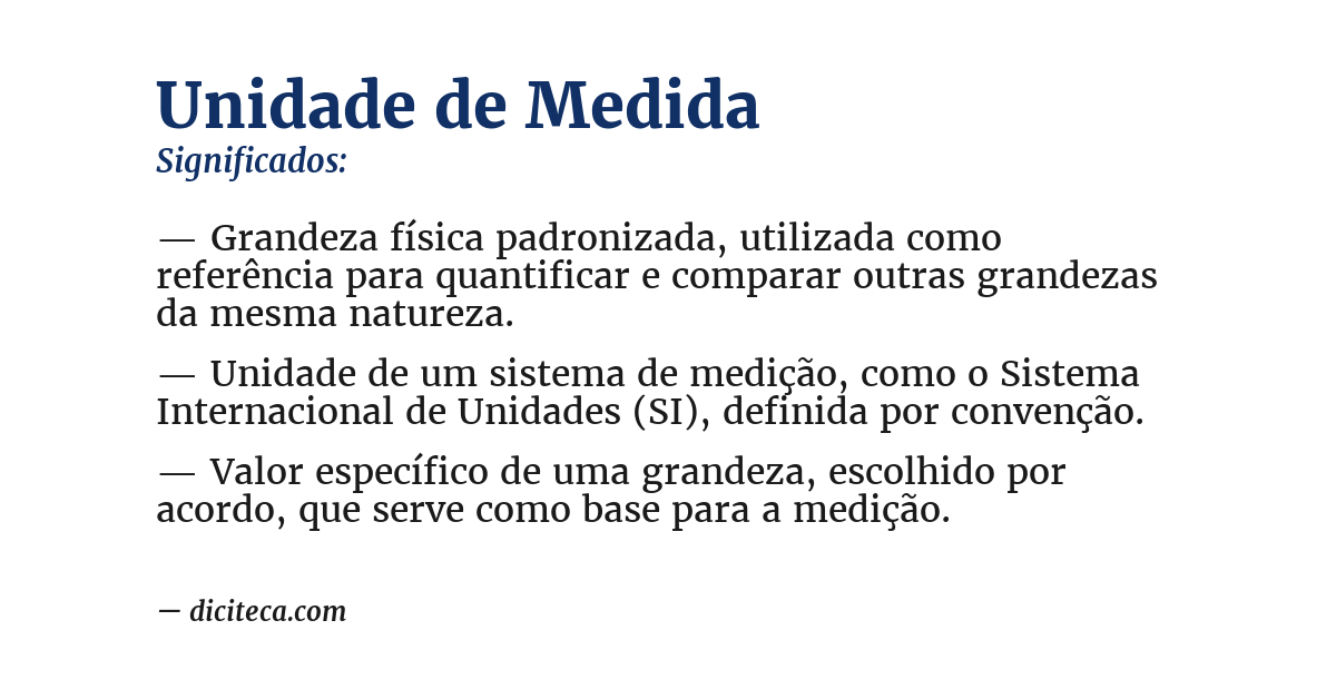 Significado de unidade de medida