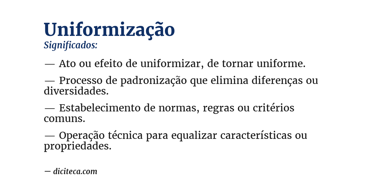 Significado de uniformização