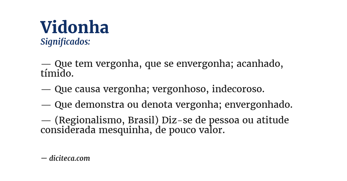 Significado de vidonha