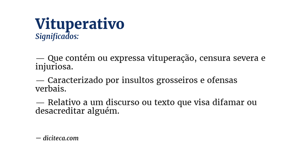 Significado de vituperativo