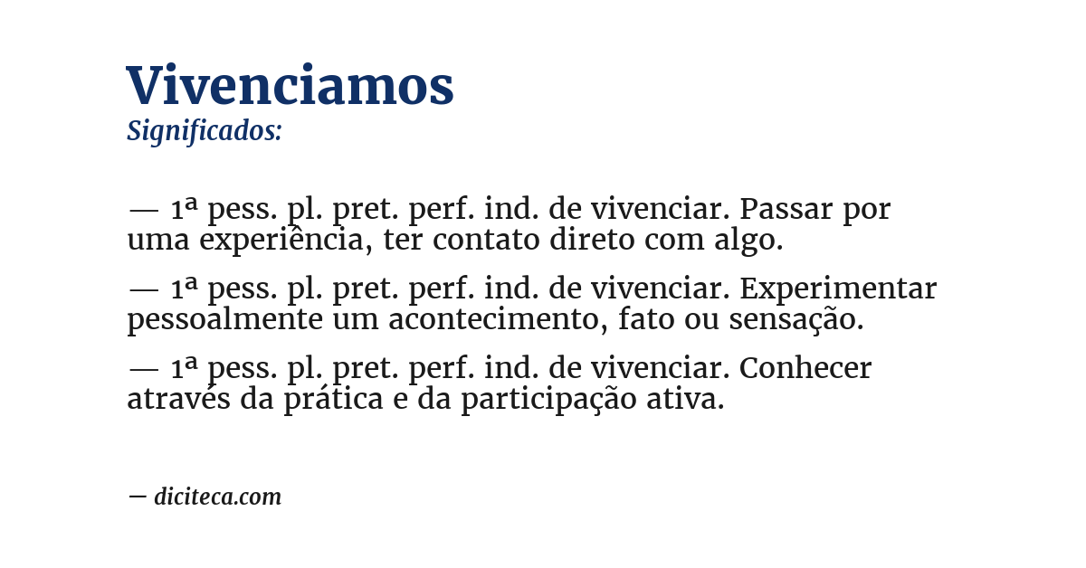 Significado de vivenciamos