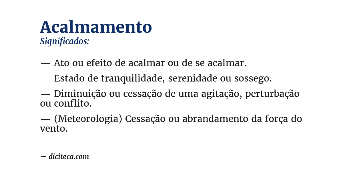 Significado de acalmamento