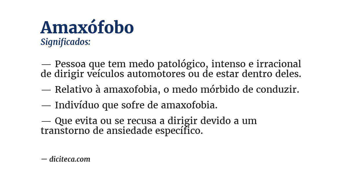 Significado de amaxófobo