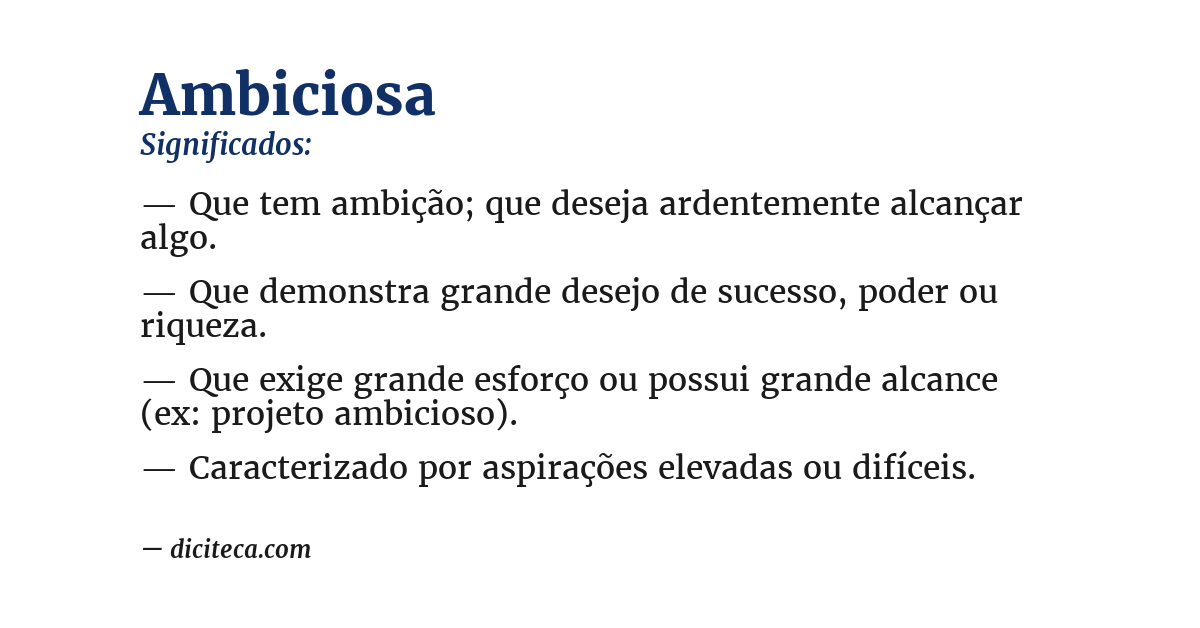 Significado de ambiciosa