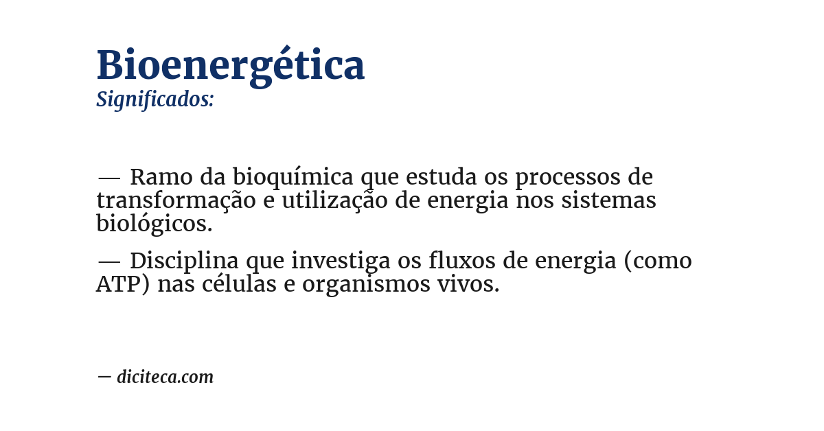 Significado de bioenergética