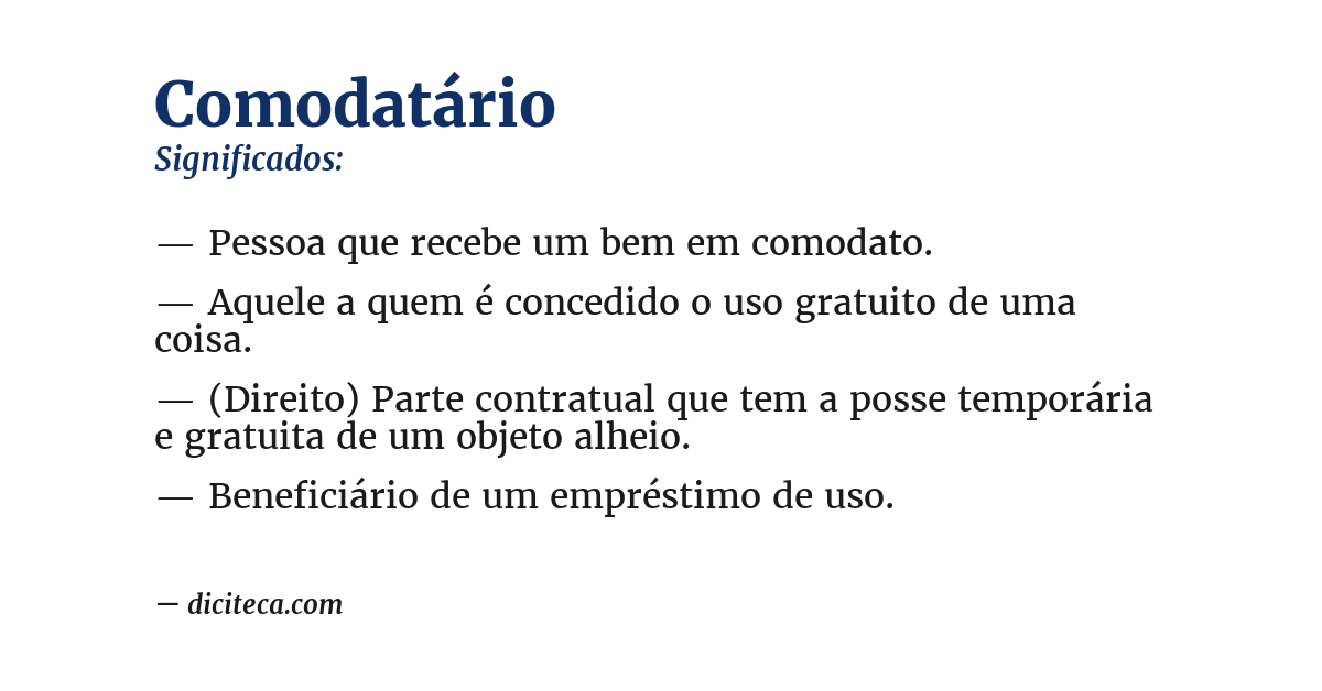 Significado de comodatário
