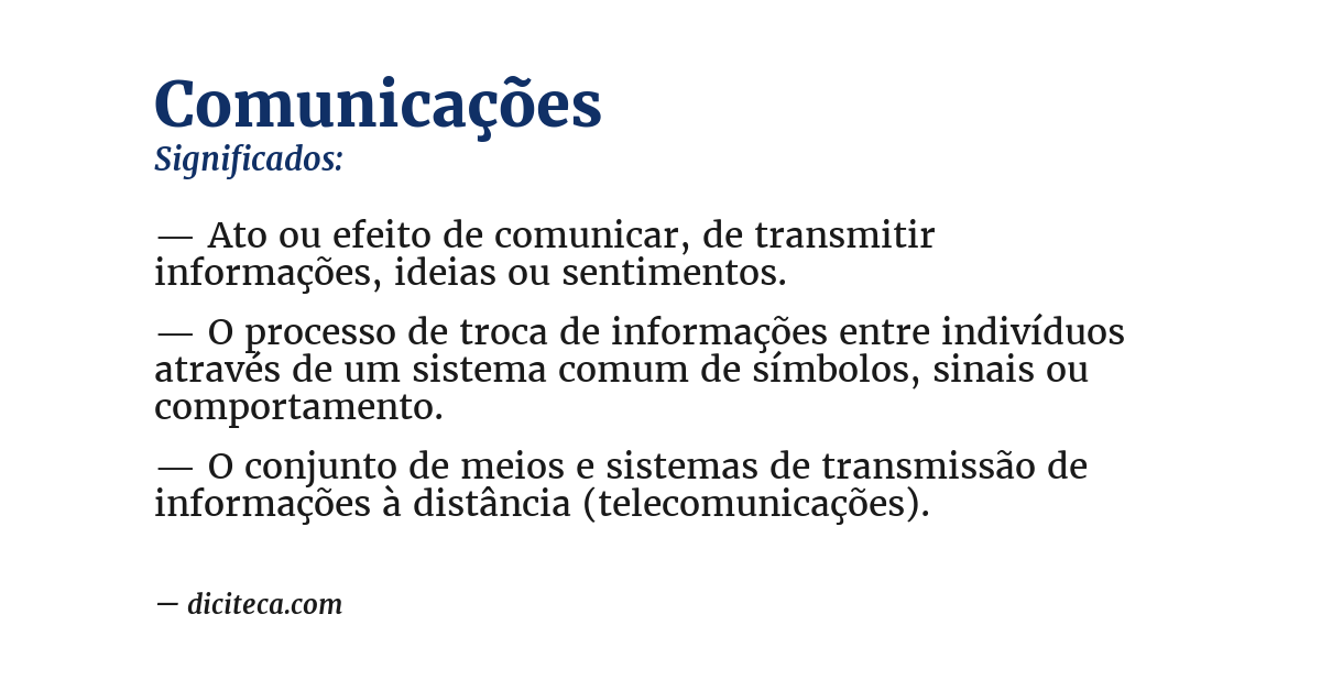 Significado de comunicações