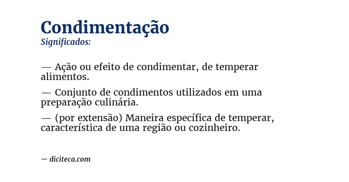 Significado de condimentação