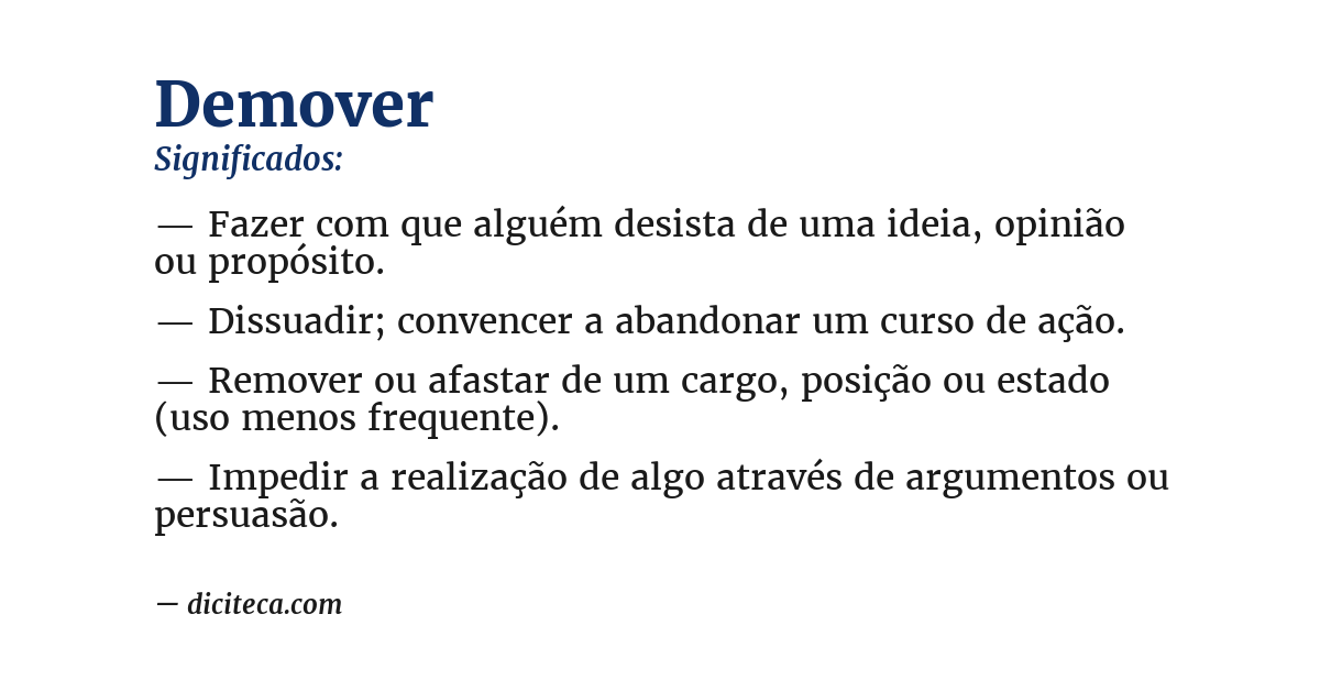Significado de demover