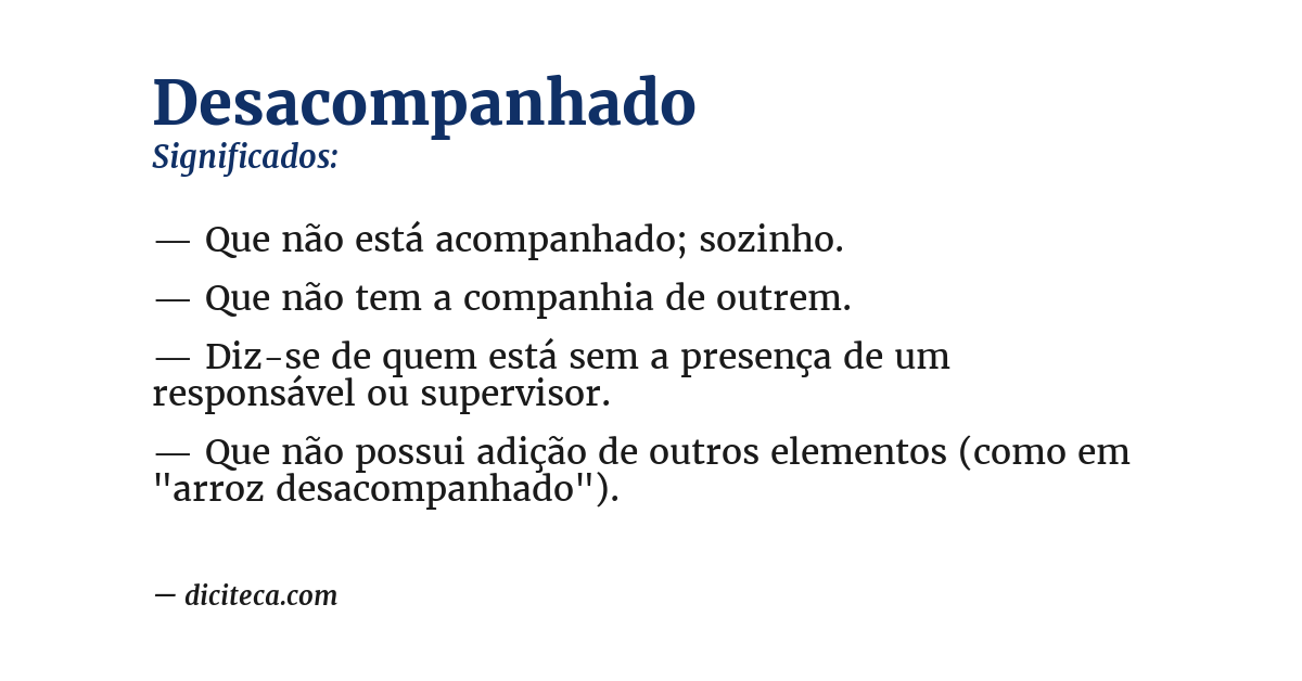 Significado de desacompanhado
