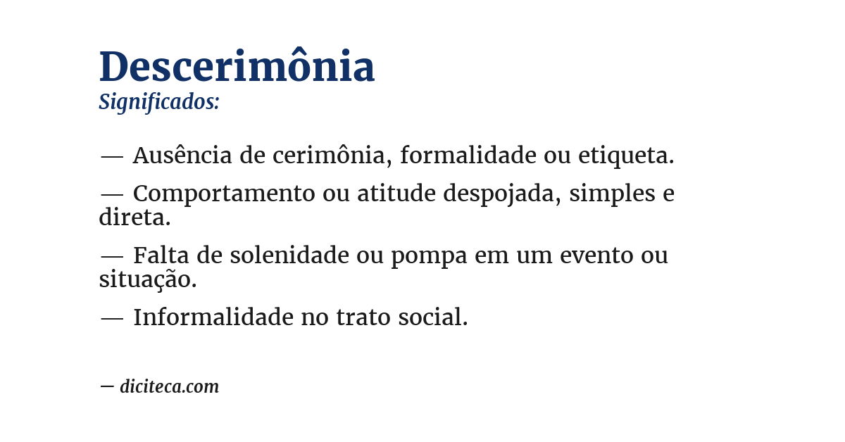 Significado de descerimônia