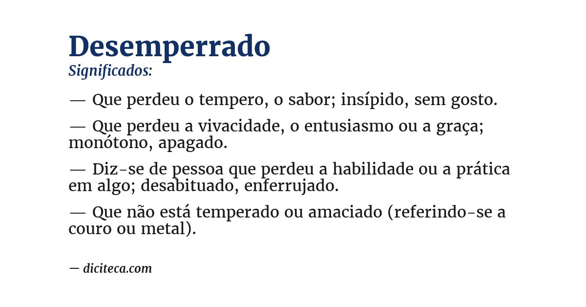 Significado de desemperrado