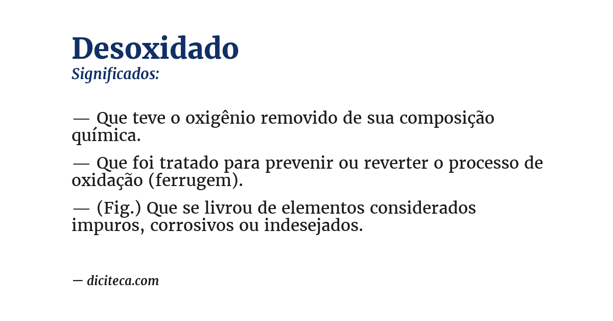 Significado de desoxidado