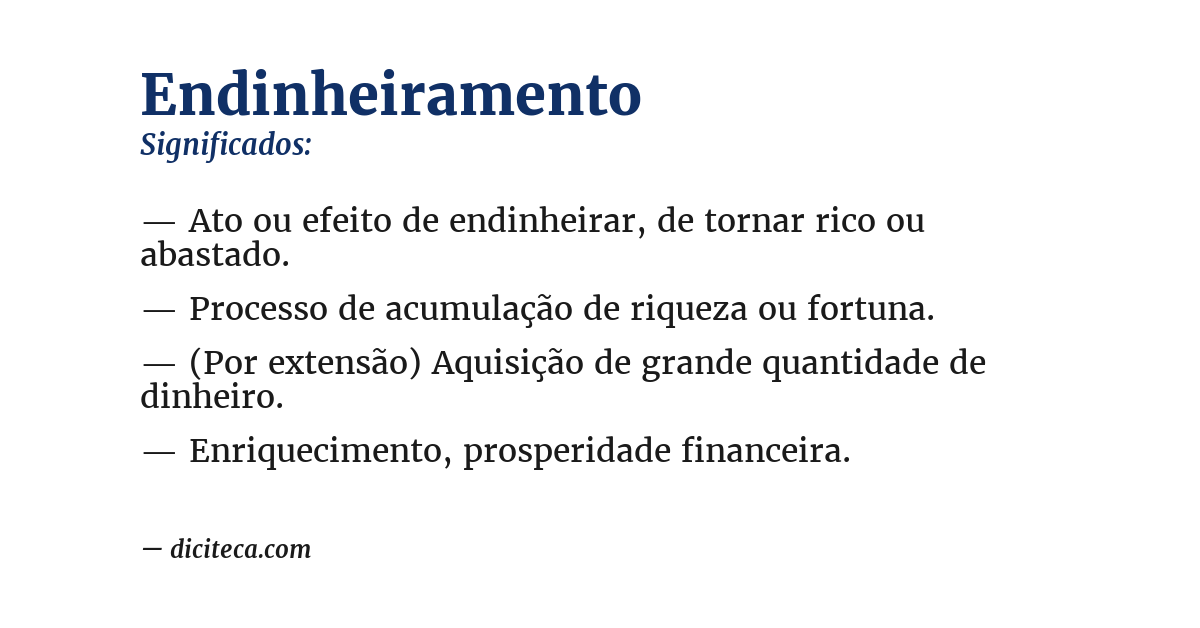 Significado de endinheiramento