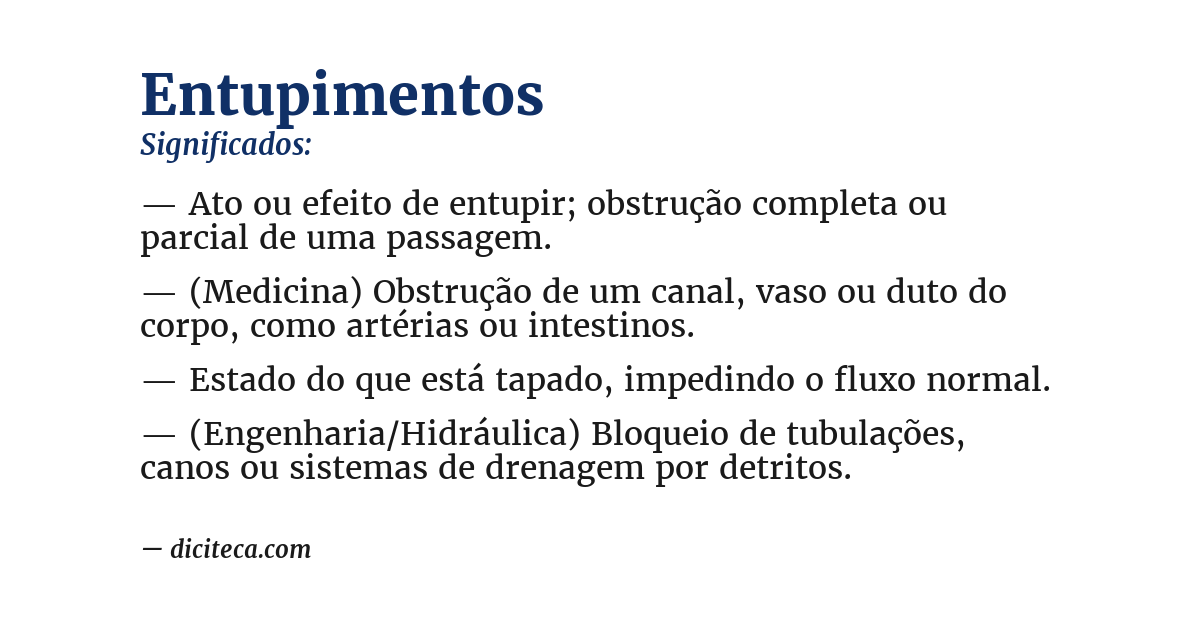 Significado de entupimentos