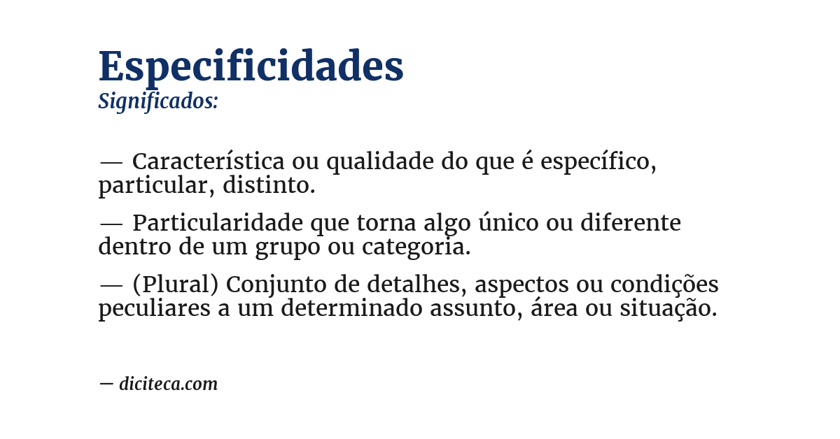 Significado de especificidades