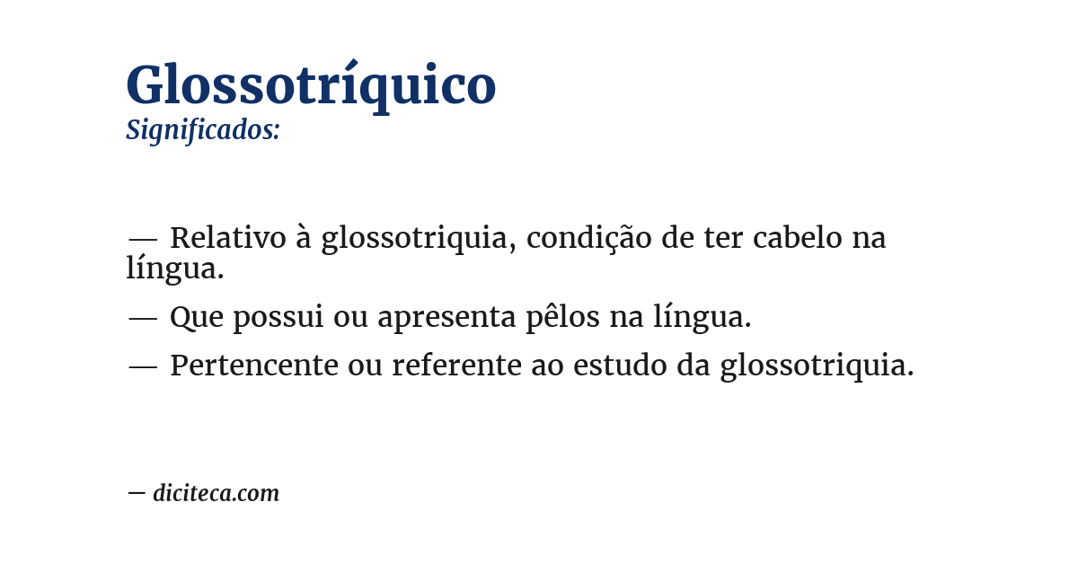 Significado de glossotríquico