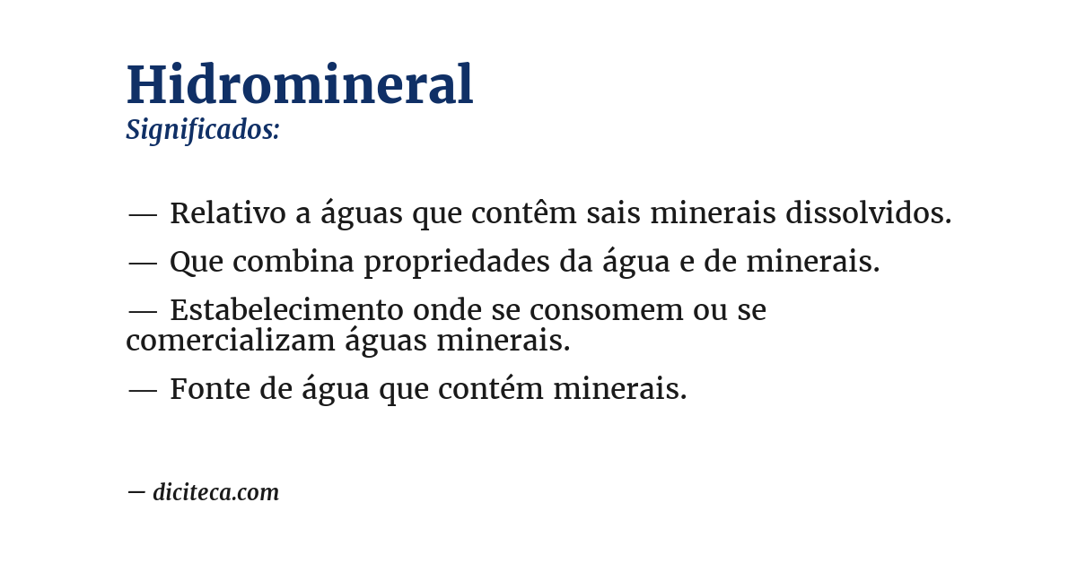 Significado de hidromineral