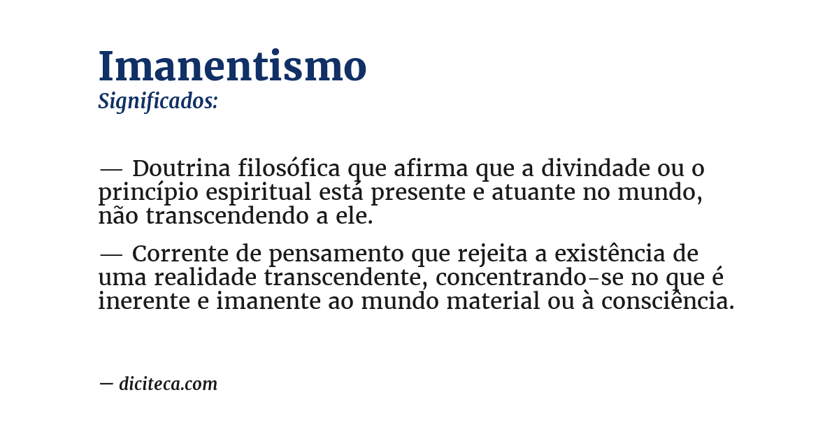 Significado de imanentismo