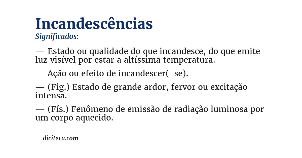 Significado de incandescências