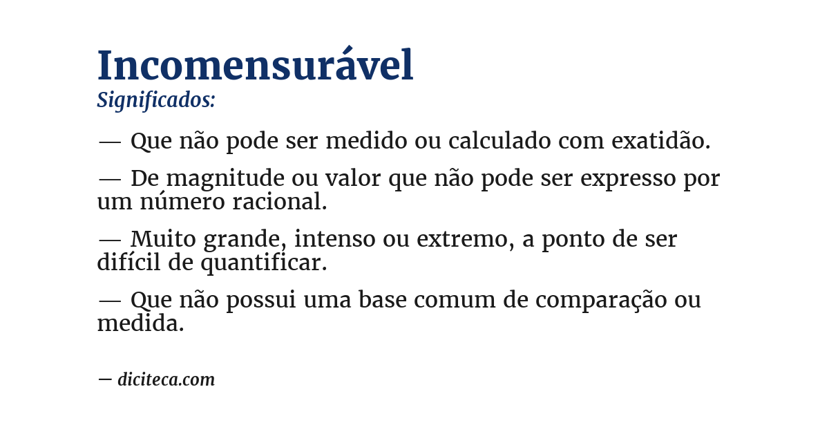 Significado de incomensurável