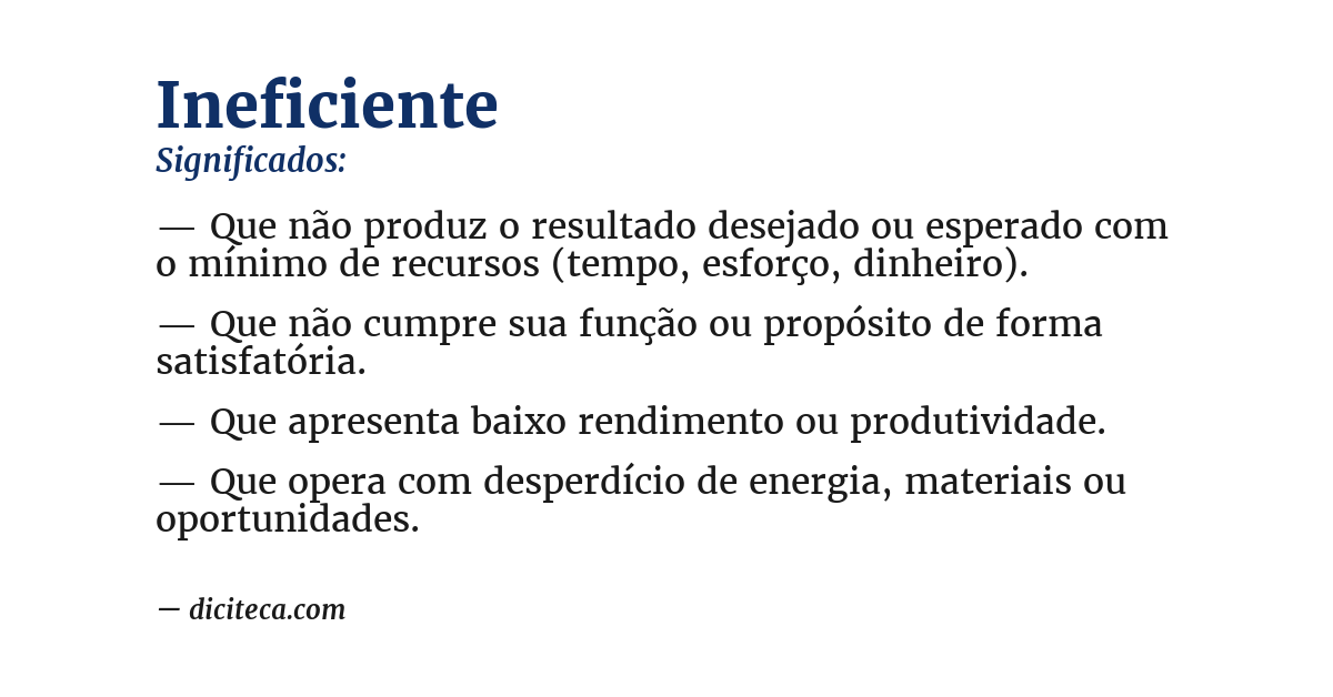 Significado de ineficiente