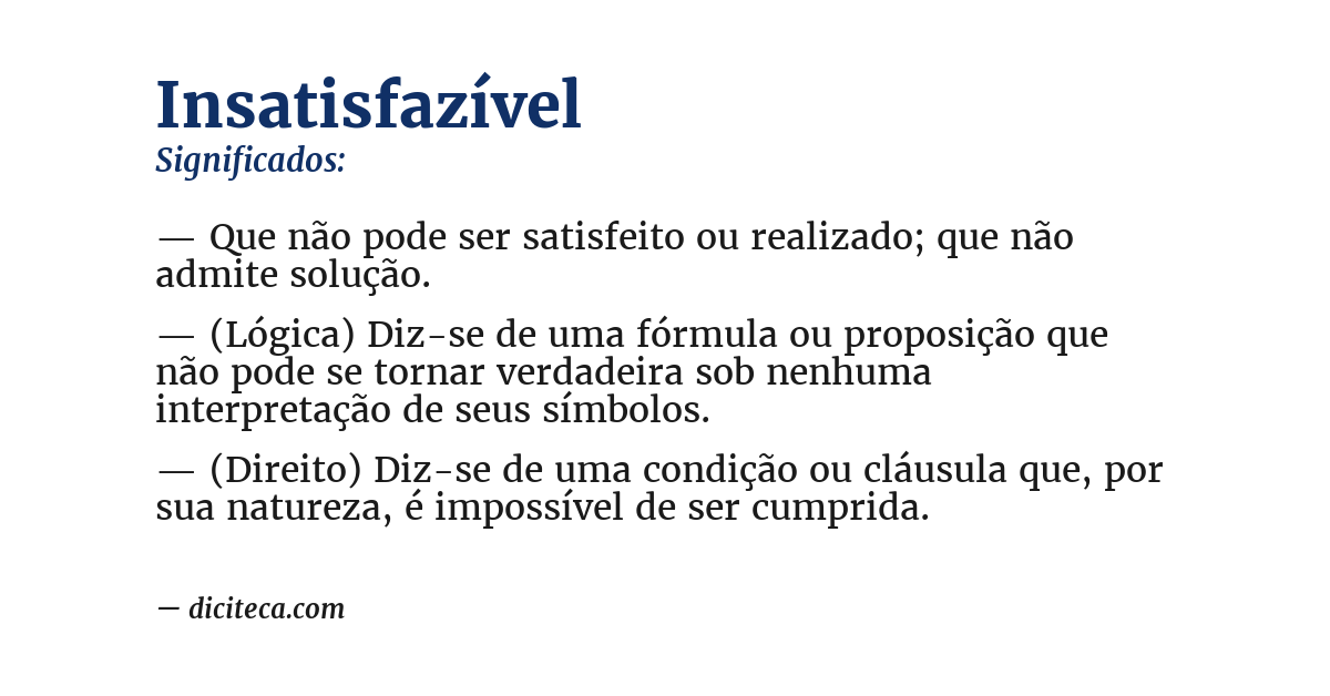 Significado de insatisfazível