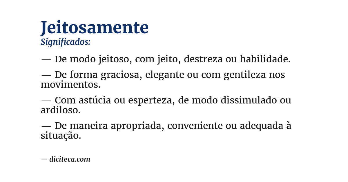 Significado de jeitosamente