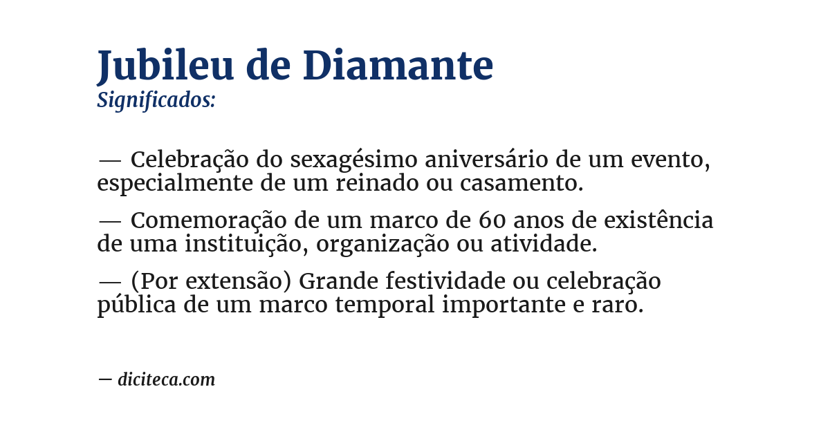 Significado de jubileu de diamante